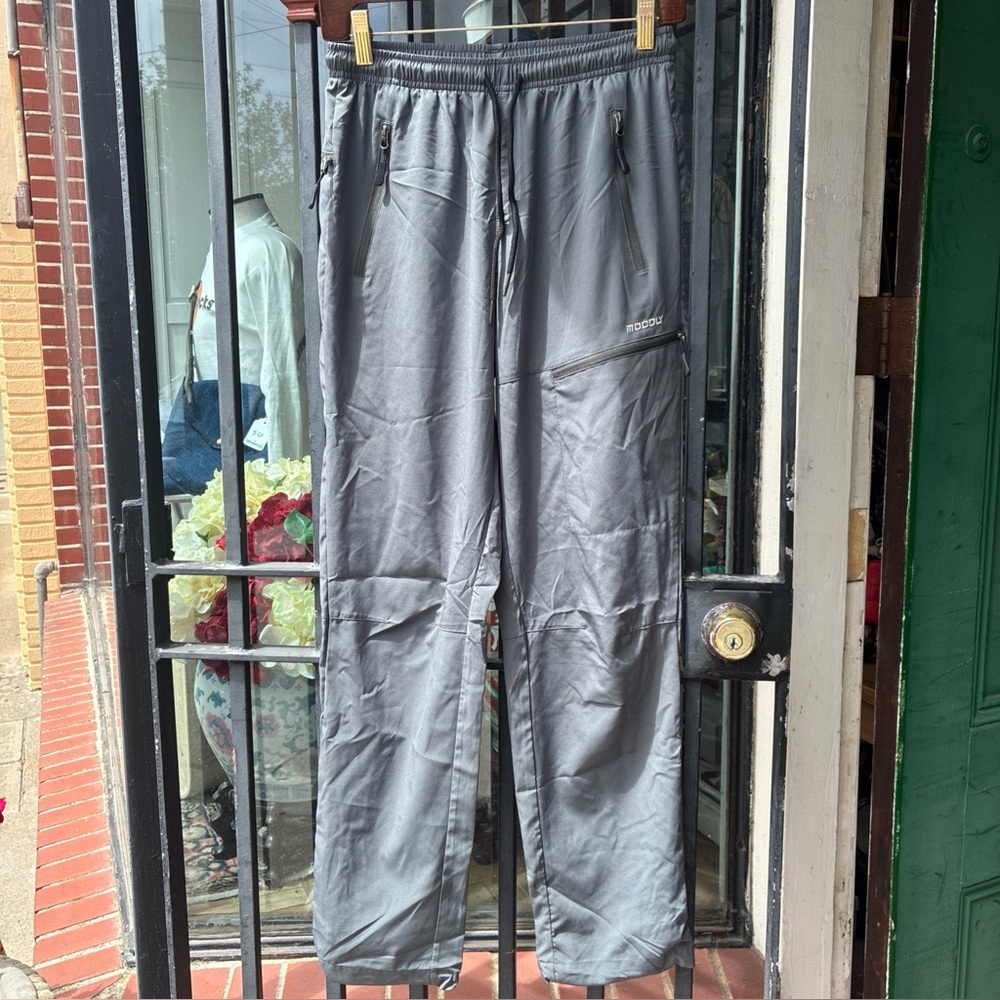 MOCOLY Women’s Gray Athletic Jogger Pants Polyester Spandex Lightweight Size S